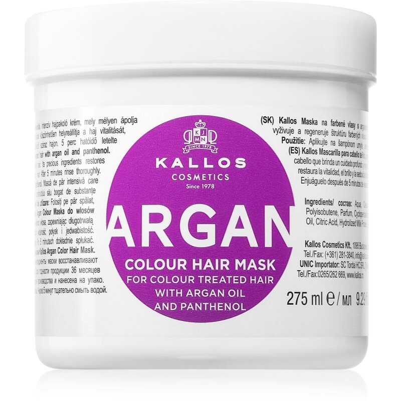 Kallos KJMN Professional Argan maska na vlasy pro barvené vlasy 275 ml