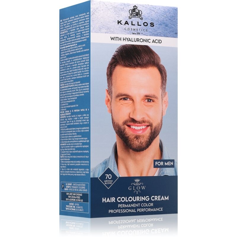 Kallos Glow Lasting Cream Colour permanentní barva na vlasy pro muže odstín Medium Blond 60 ml