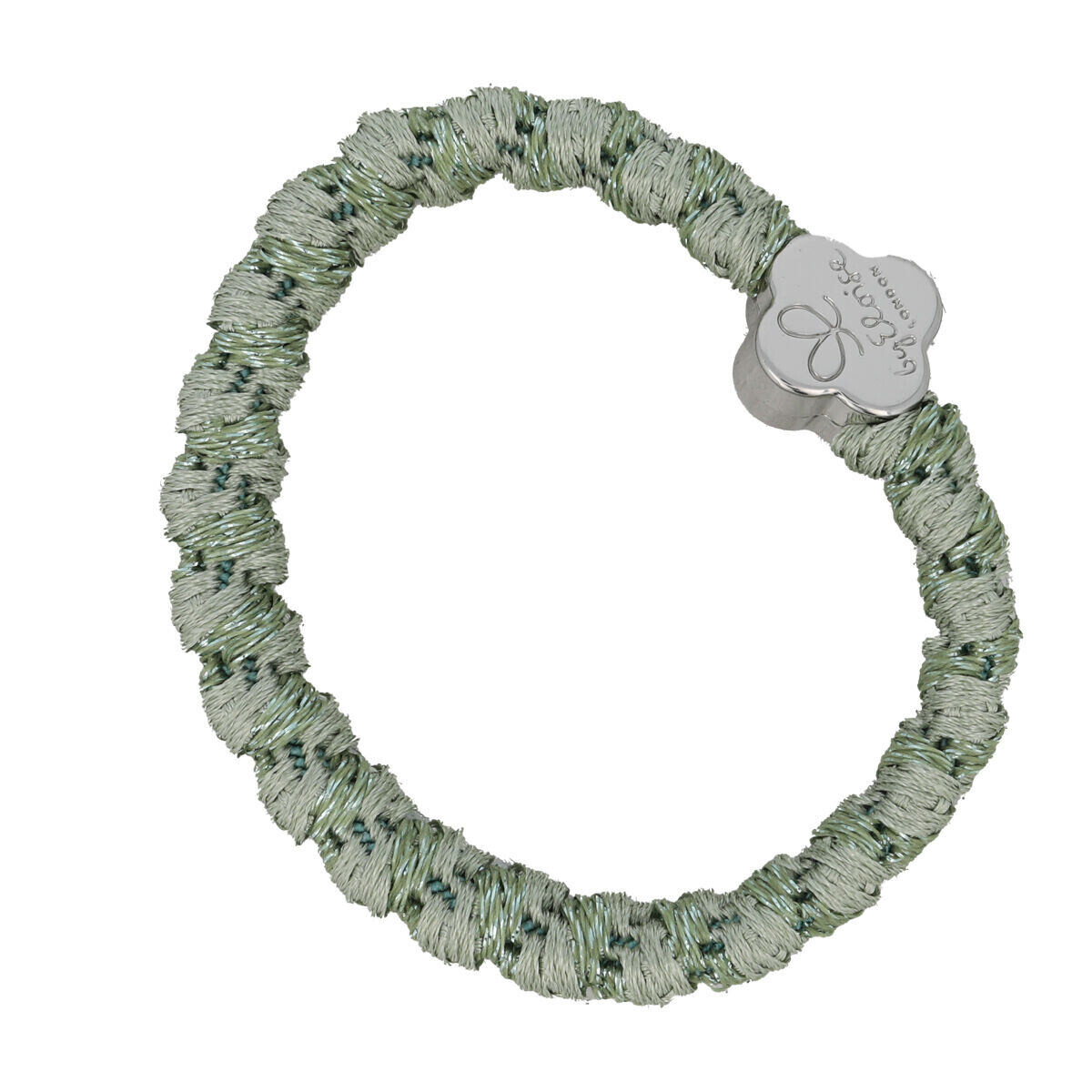By Eloise London Woven Silver Quatrefoil Pistachio náramek / gumička do vlasů pro ženy