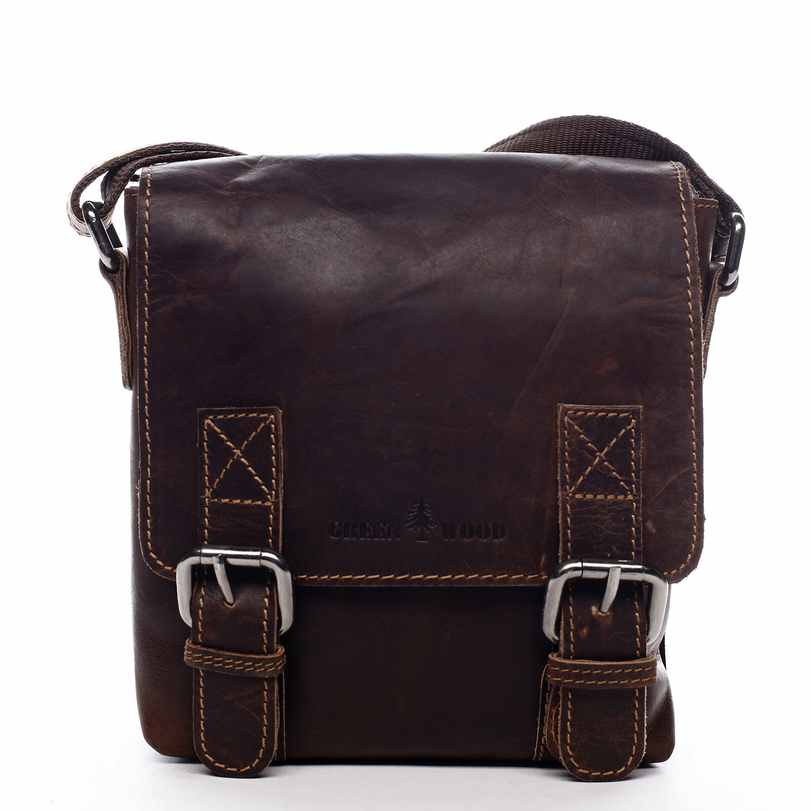 Menší kožená pánská crossbody Raul Green Wood hnědá