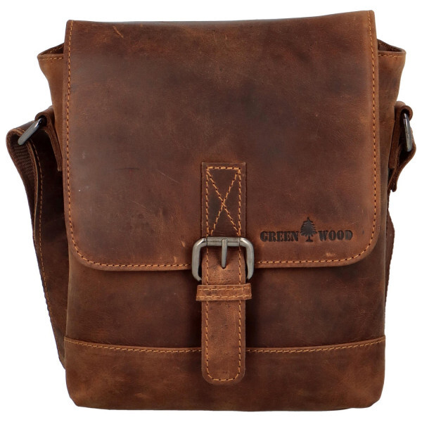 Módní pánská kožená taška Edgar Green Wood, čokoládová hnědá