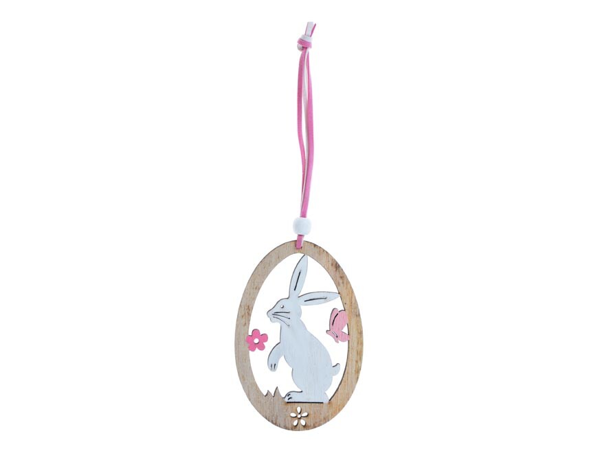 MFP 2221419 Vejce dřevo závěs 2D zajíc 10cm