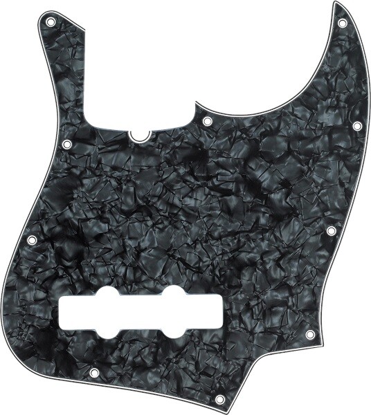 Fender Pickguard, Jazz Bass, 10-Hole Mount, Black Pearl, 4-Ply