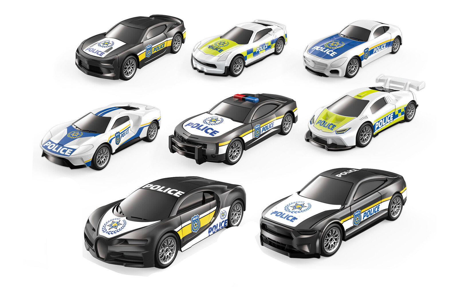 Auto policie na zpětné natažení 4 ks 7,3 cm