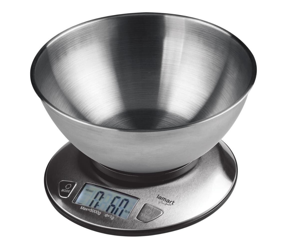 Lamart Lamart - Digitální kuchyňská váha s LCD displejem a mísou 2xAAA nerez