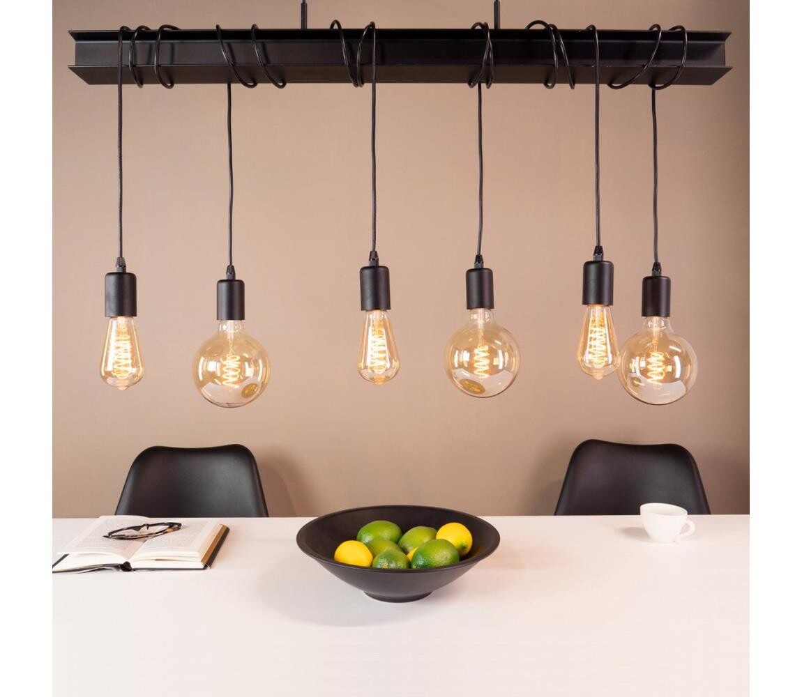 Eglo Eglo 43712 - Lustr na lanku TOWNSHEND 6xE27/60W/230V černá