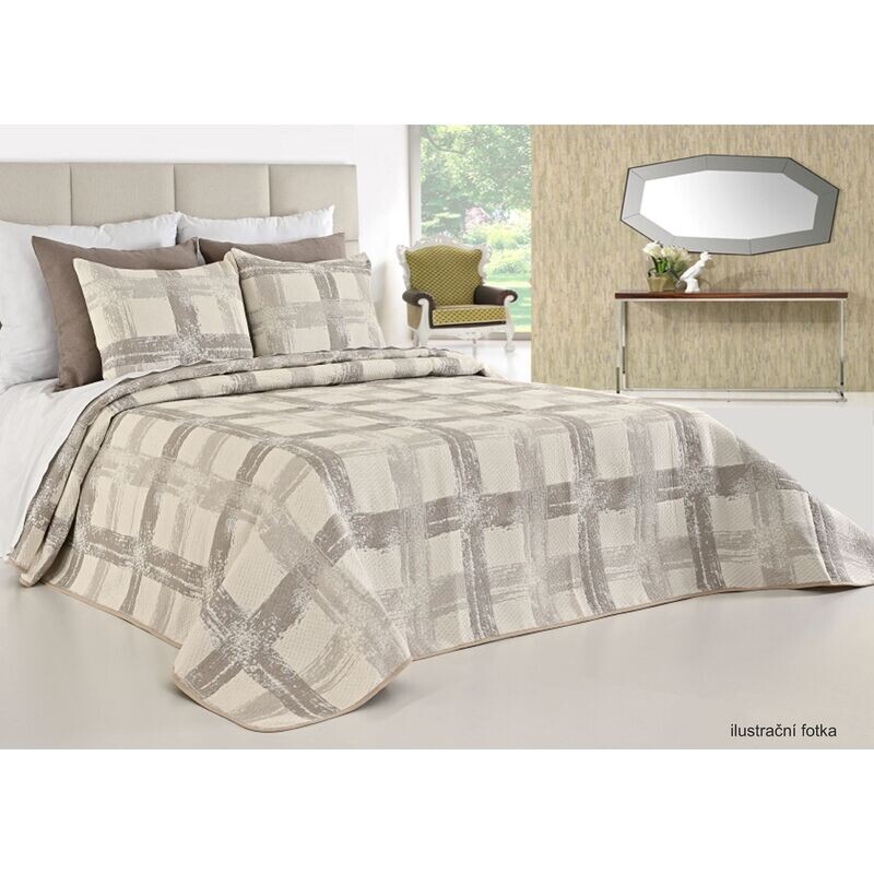 Přehoz na postel, Xadrez, šedý 240 x 260 cm