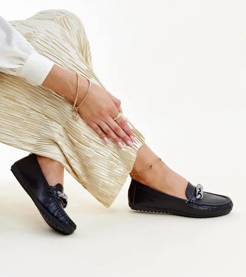 Gemre Black loafers adorned with rhinestones Adiba