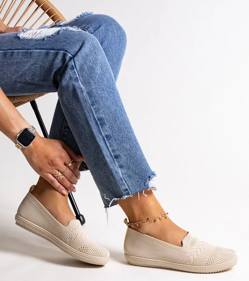 Gemre Beige slip-on fabric sneakers Shadhi