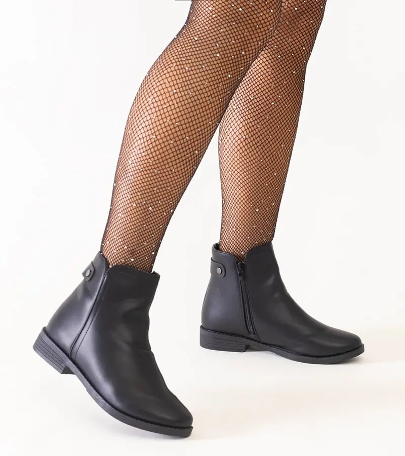 Gemre Pereia black classic ankle boots made of eco-leather