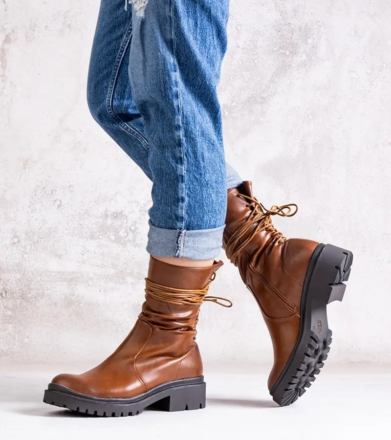 Gemre Brown eco-leather ankle boots Sahera