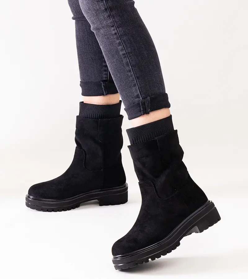 Gemre Ralia Black Slip-On Sock Boots