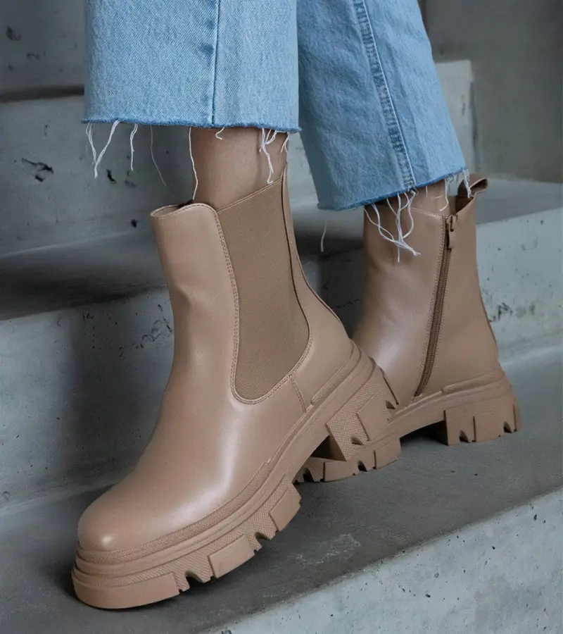 Gemre Amaris insulated beige ankle boots with a zipper eco leather