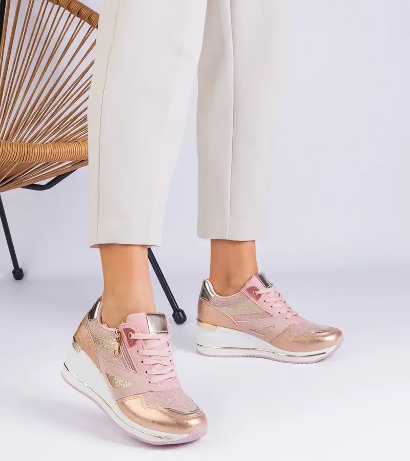 Gemre Pink platform sneakers with glitter Evklada
