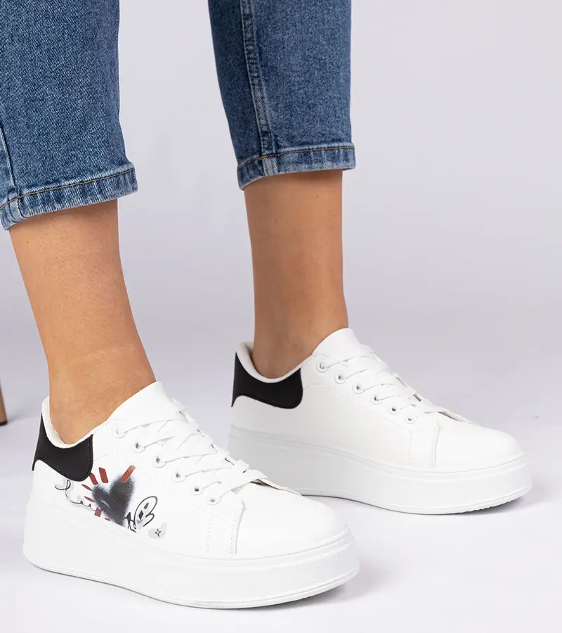 Gemre White and black women's sports sneakers Zelinda