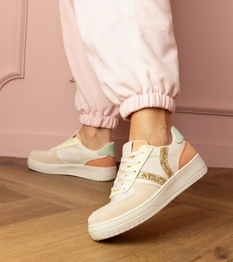 Gemre Beige glitter embellished sneakers Blona