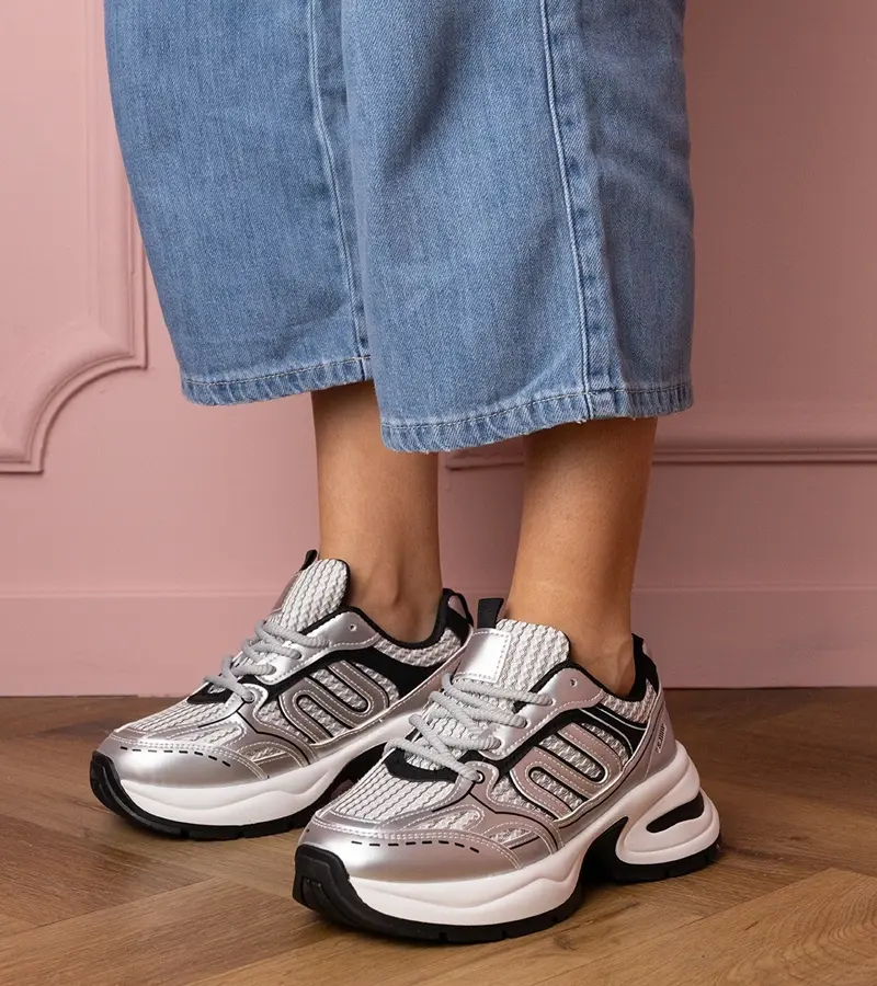 Gemre Silver women's sports sneakers Torens