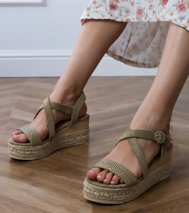Gemre Green wedge espadrille sandals Sywiera