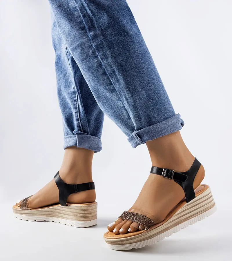 Gemre Black wedge sandals Bussière