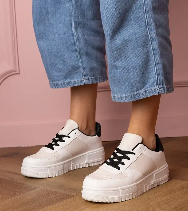 Gemre Beige sports sneakers on Luneta platform