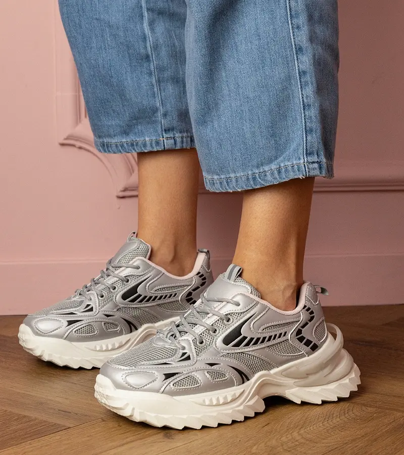 Gemre Silver Carina stylish sole sports sneakers