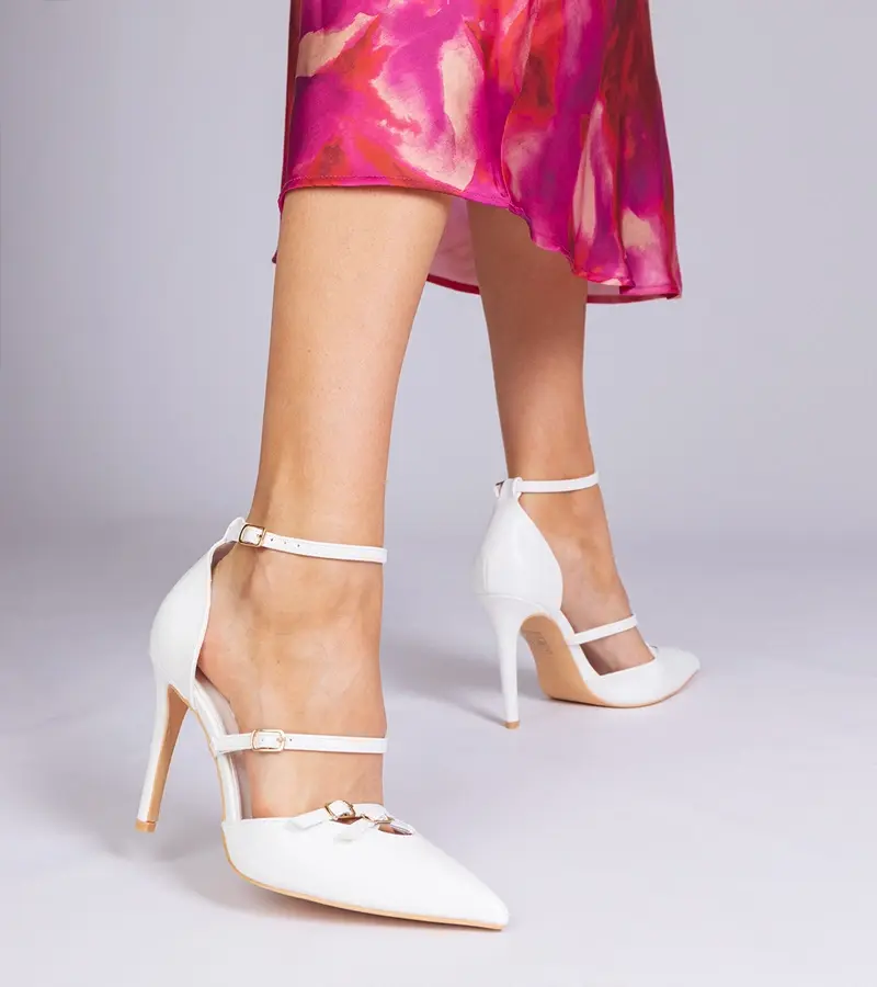 Gemre White ankle strap stilettos Levita