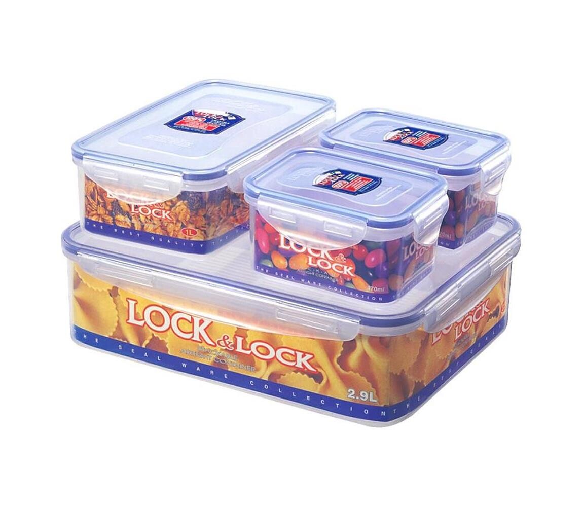 UTC SADA 4x Dóza na potraviny LOCK 0,47/1/3,9 l modrá/čirá