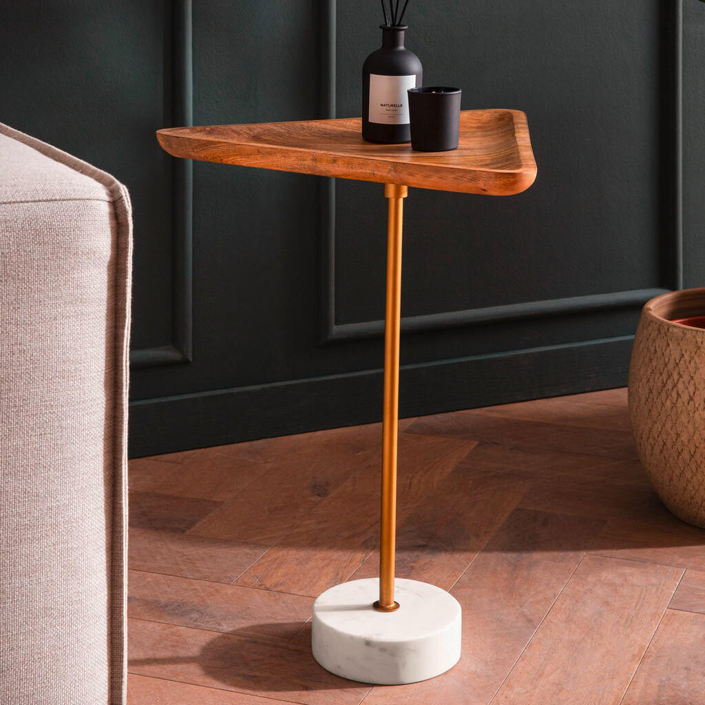 Livetastic ODKLÁDACÍ STOLEK, mangové dřevo, barvy dubu, barvy zlata