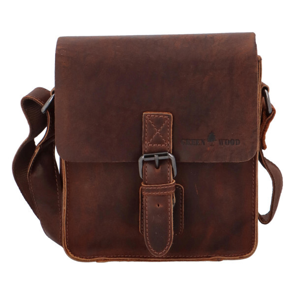 Pánská kožená crossbody taška hnědá - Greenwood Chemis hnědá