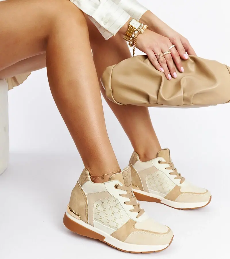 Gemre Beige Wedge Sneakers Chestnut