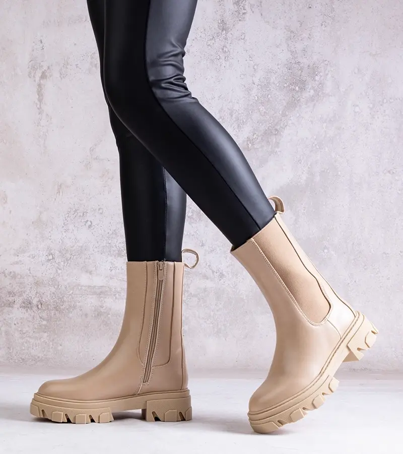 Gemre Beige high ankle boots made of eco leather Manera