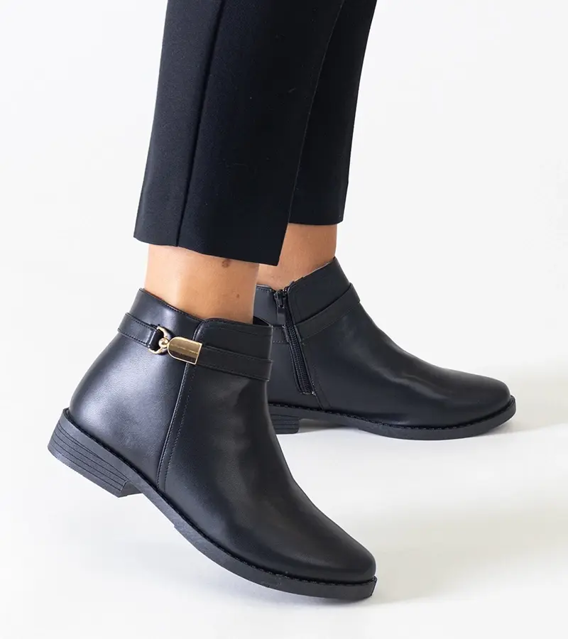 Gemre Black ankle boots with gold inserts eco-leather Casetra
