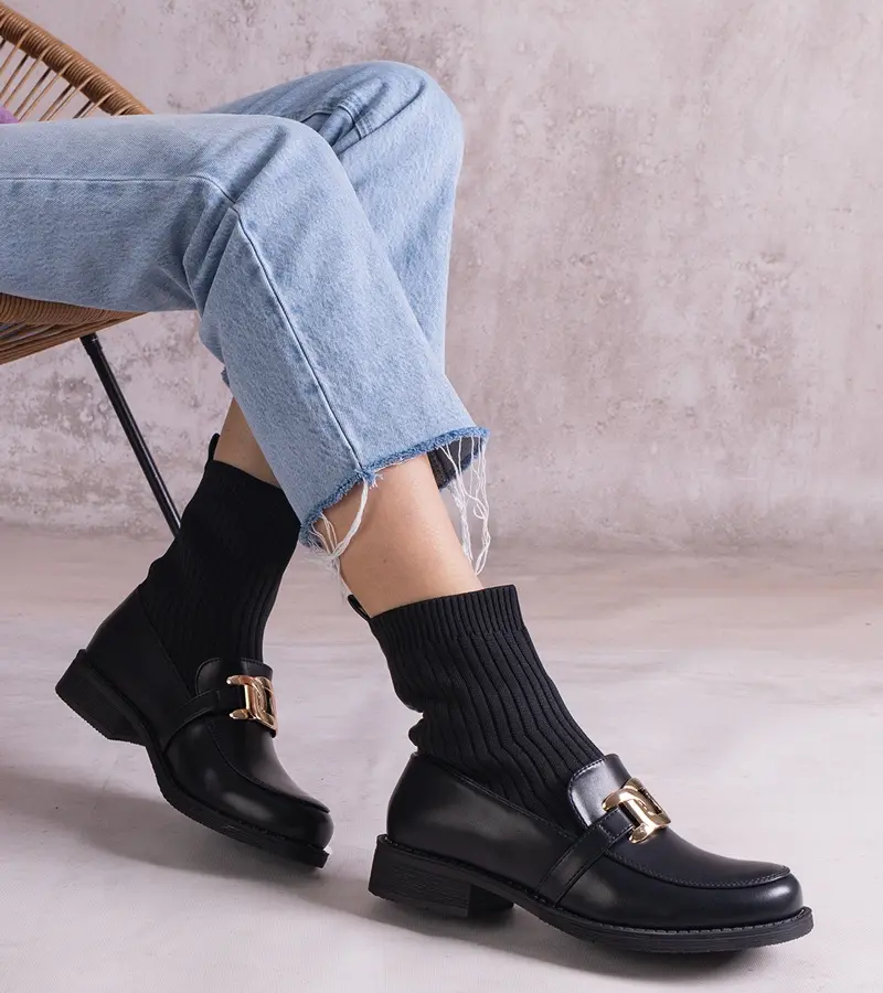 Gemre Black ankle boots with a fabric upper by Kris