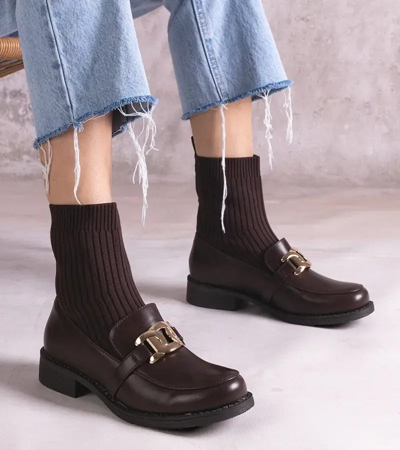 Gemre Brown ankle boots with fabric upper Kris