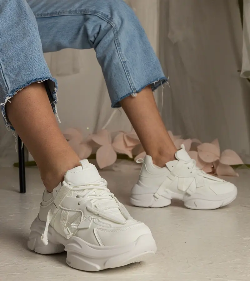 Gemre White chunky women's sneakers Zarina