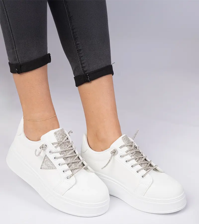 Gemre White sneakers with silver rhinestones Treysi
