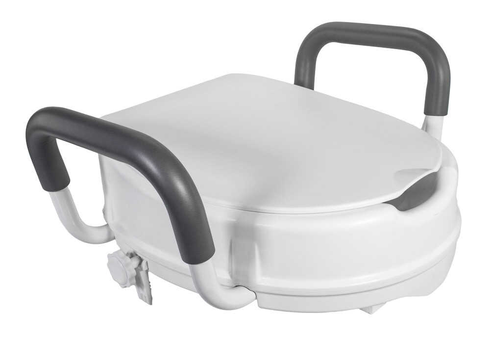 HomeLife Zvýšené sedátko na WC s poklopem a madly DELUXE BTM580