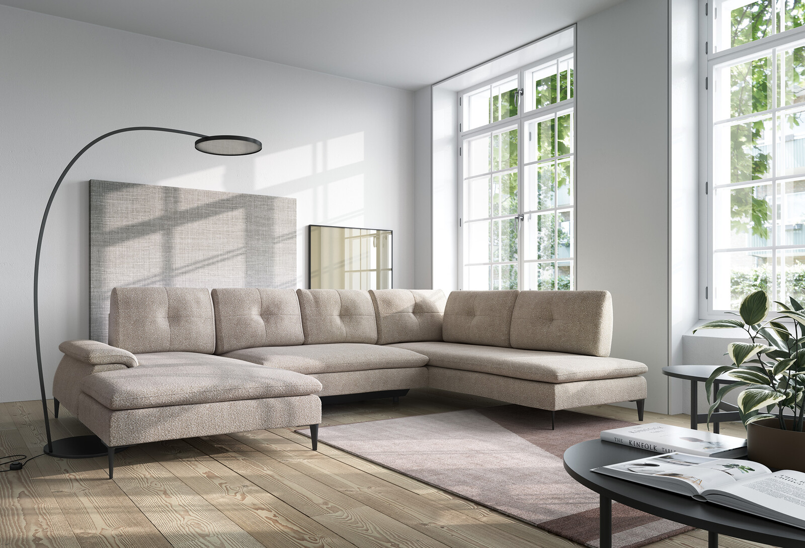 PCo Rohová sedací souprava ZORO U2, 350 cm Roh sedačky: Pravý roh, Barva látky: BUBBLE 01 (Bílá)