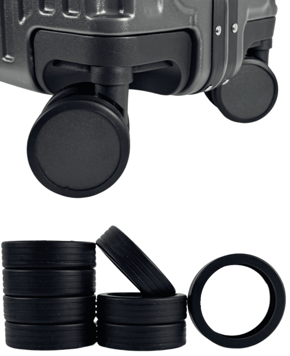 Ochranné silikonové návleky na dvojité kolečka kufru bertoo - 8 kusů černé uni