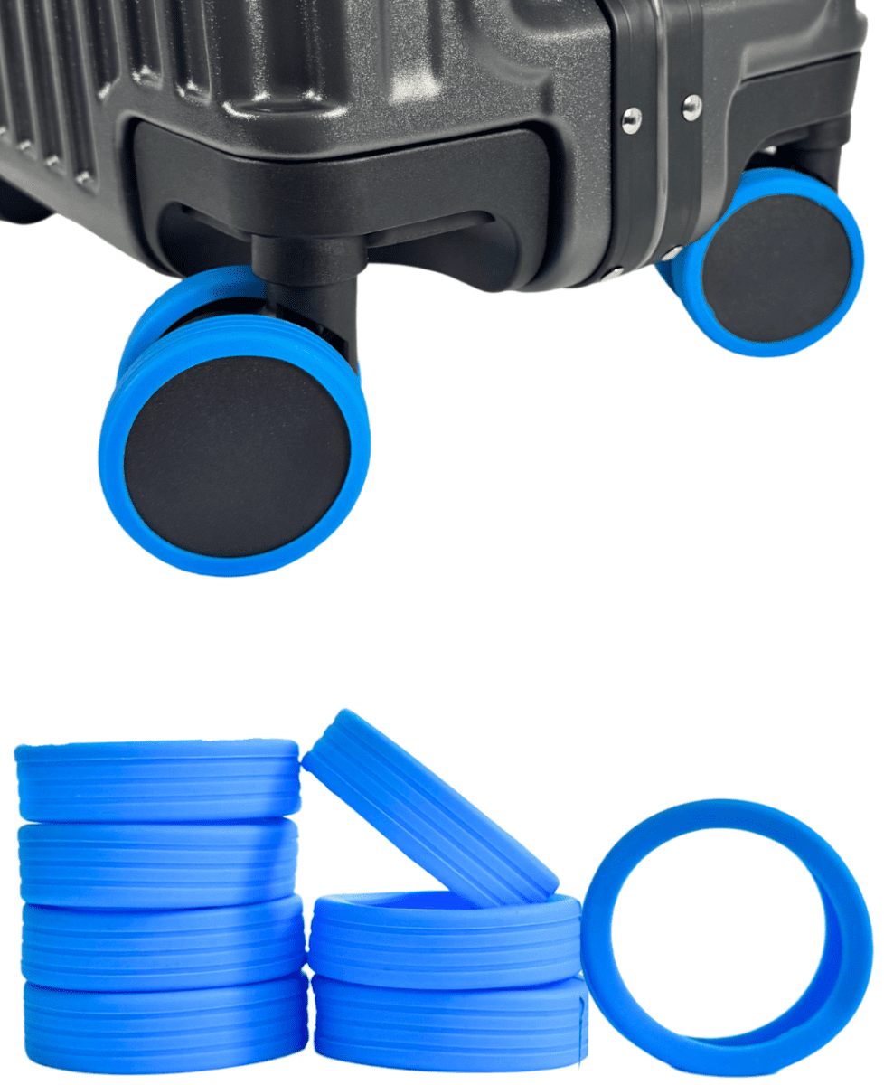 Ochranné silikonové návleky na dvojité kolečka kufru bertoo - 8 kusů modré uni