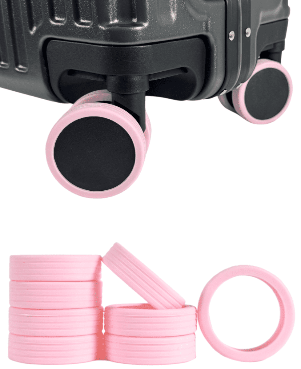 Ochranné silikonové návleky na dvojité kolečka kufru bertoo - 8 kusů růžové uni