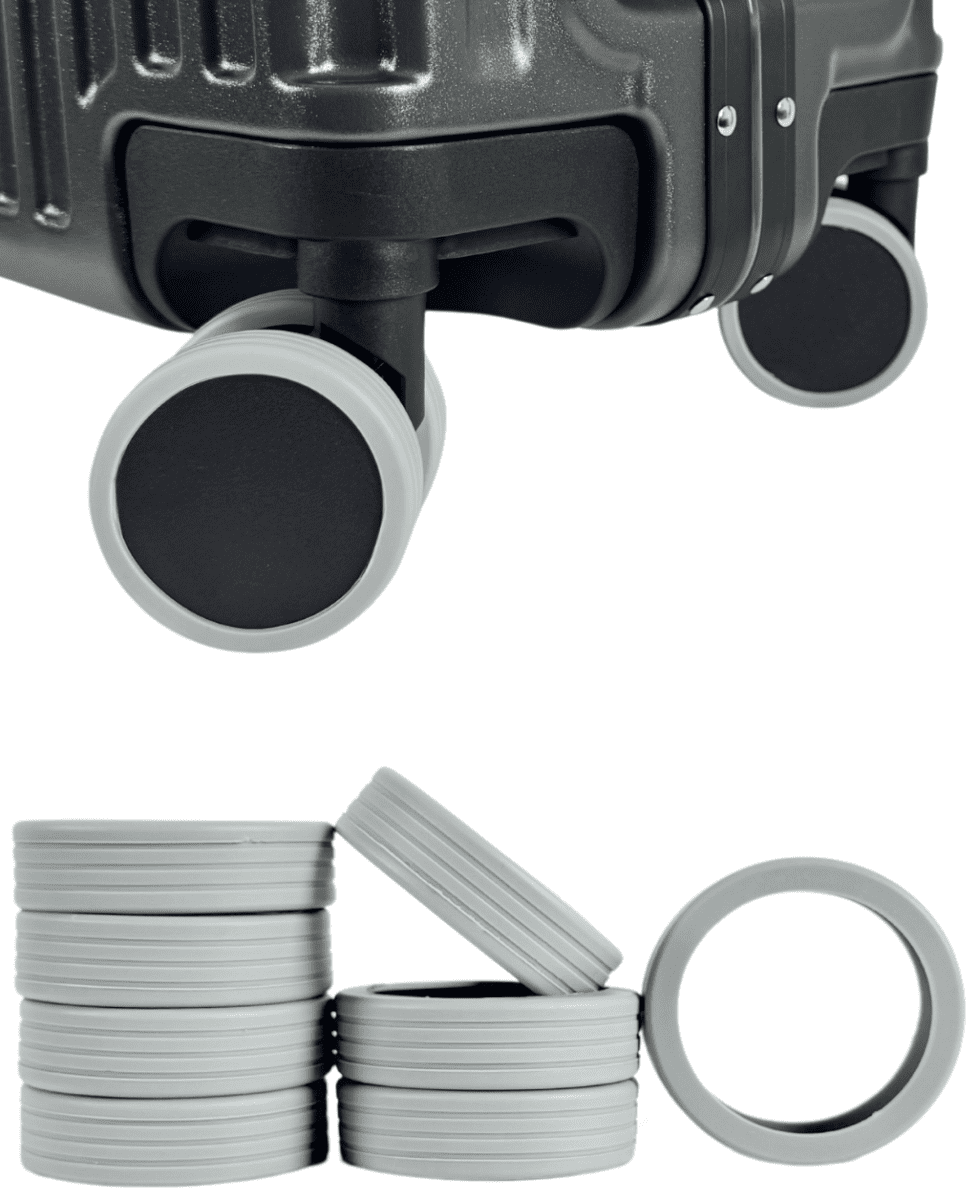 Ochranné silikonové návleky na dvojité kolečka kufru bertoo - 8 kusů šedé uni