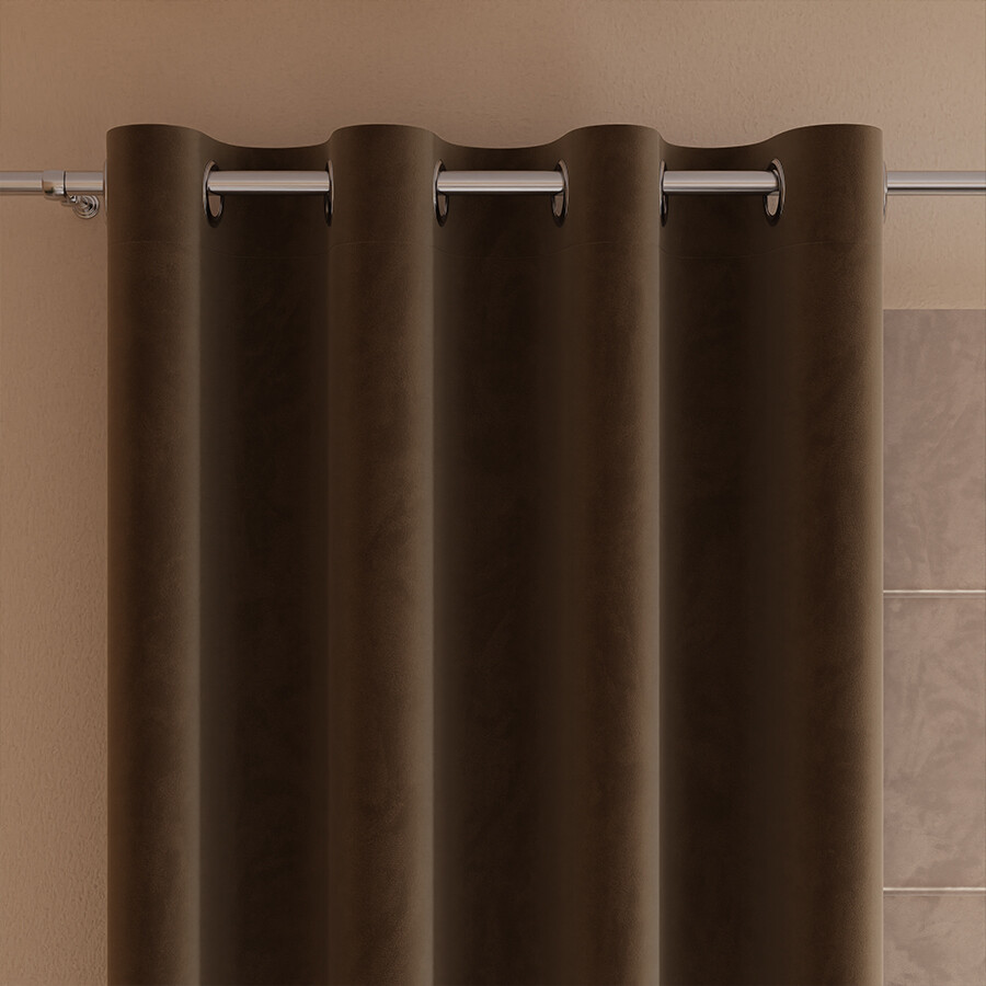 Dekorační velvet závěs s kroužky VELVI 002 hnědá 140x250 cm (cena za 1 kus) MyBestHome