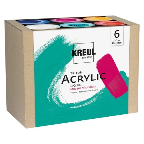 Sada Akrylová barva TRITON KREUL 6 x 750 ml MODERNÍ BARVY