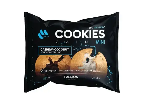 Passion MPower Cookie Gain Mini 2x40 g Kešu, kokos a mandle