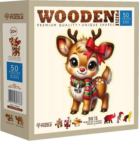 Dřevěné puzzle Zimní přítel 50 dílků