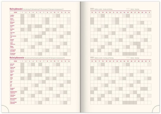 Týdenní diář Essenza 2026 švestka