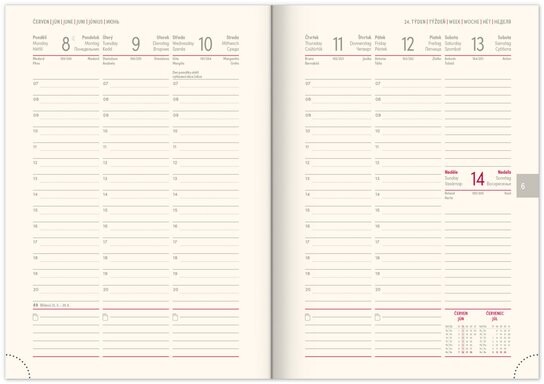 Týdenní diář Essenza 2026 třešeň