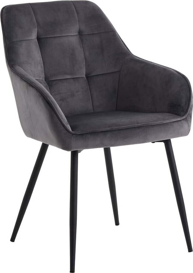 Šedé sametové jídelní židle v sadě 2 ks s područkami Nolan Square – Unique Furniture