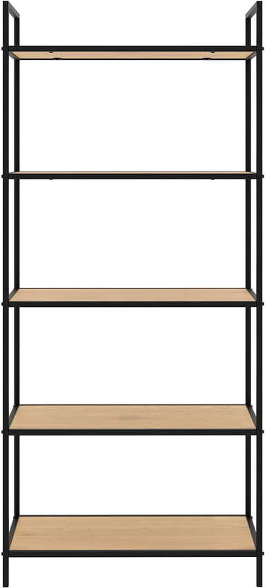 Černý/v přírodní barvě regál v dekoru dubu 70x156x35 cm Altino – Unique Furniture